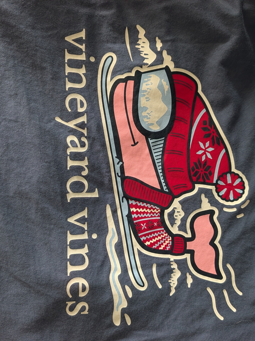 Vineyard Vines Navy Tee with Cream Logo